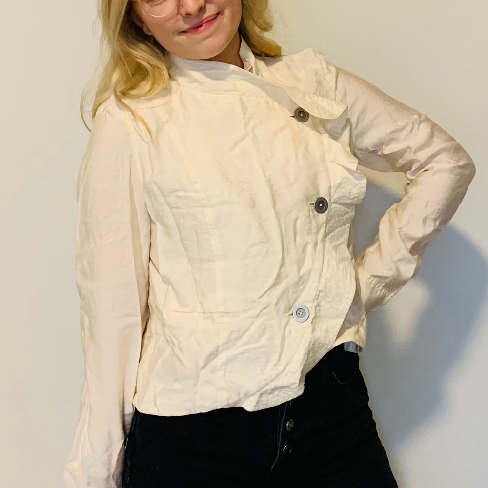 Free People Cream Linen Button-Up Blouse - Picture 7 of 8